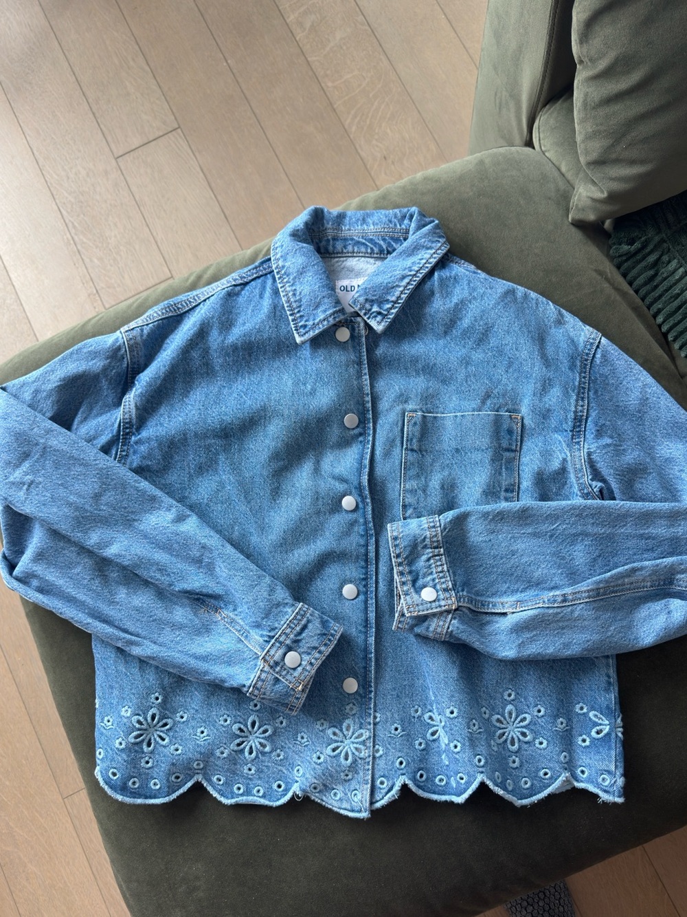 Floral Eyelet Denim Jacket/Shirt - only worn once! - Picture 2 of 3